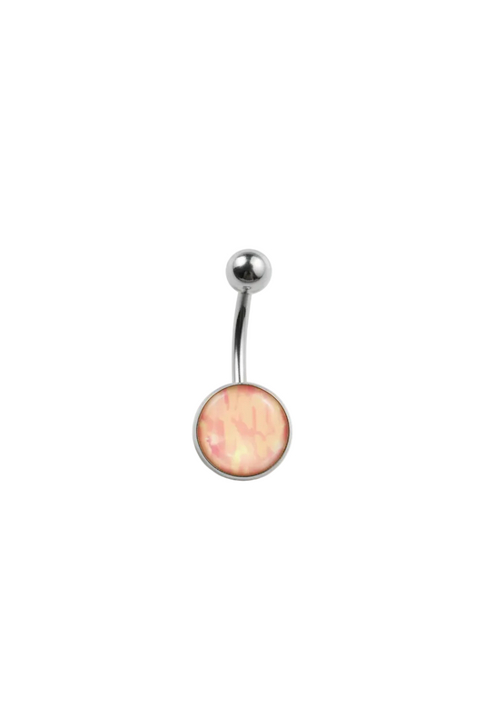 Pink Camouflage belly button ring in 316l stainless steel