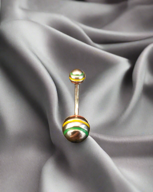 Stainless Steel Rasta Striped Belly Piercing