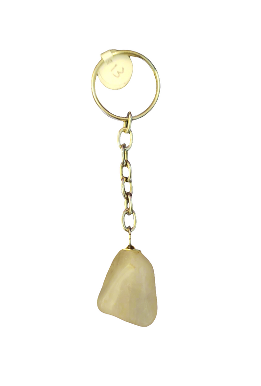 Clear Quartz Earth Stone Keychain