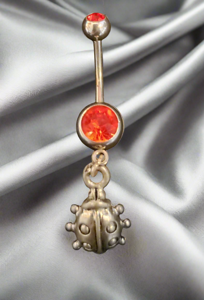 Belly Piercing Stainless Steel 316L with Dangling Lady Bug