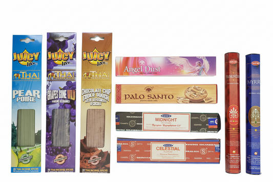 Midnight Snacks and Sacred Space Incense Variety Gift Package on a white background.