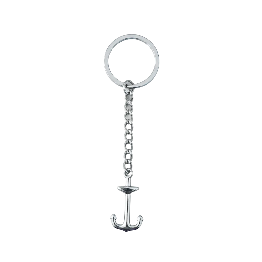 Anchor Handmade 316L Stainless Steel Charm Keychain on a white background.