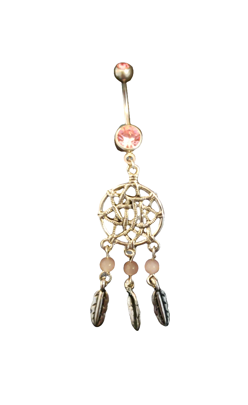 Belly Piercing Stainless Steel 316L with Dangling Lg Dream Catcher