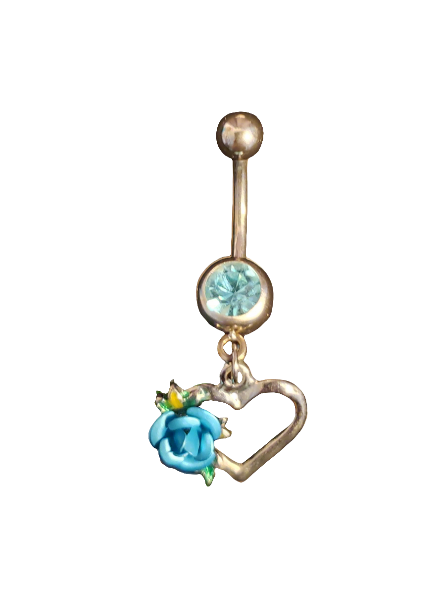 Belly Piercing Stainless Steel 316L with Dangling Rose Heart