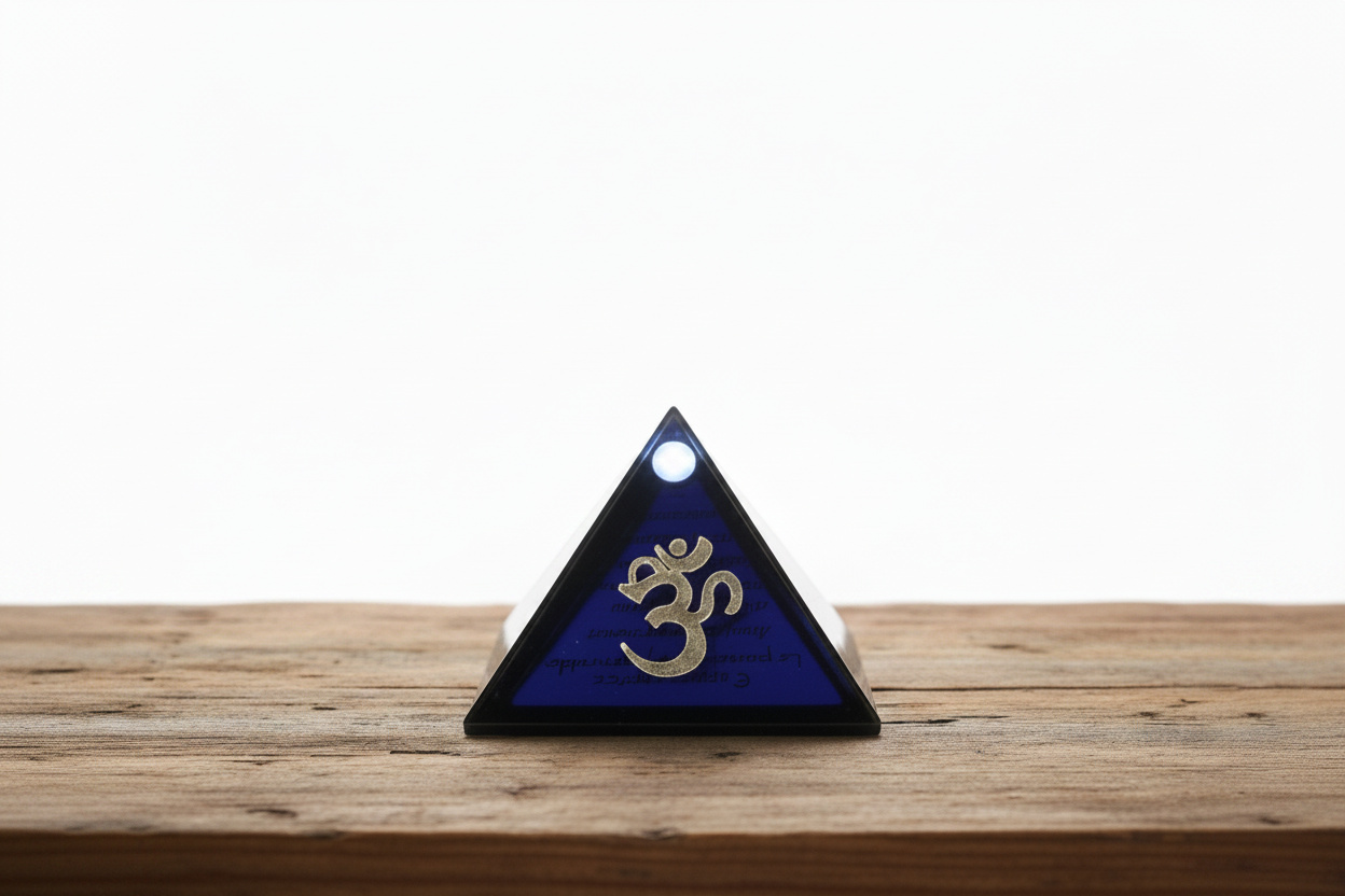 Glass Mini Pyramid with Ohm Symbol