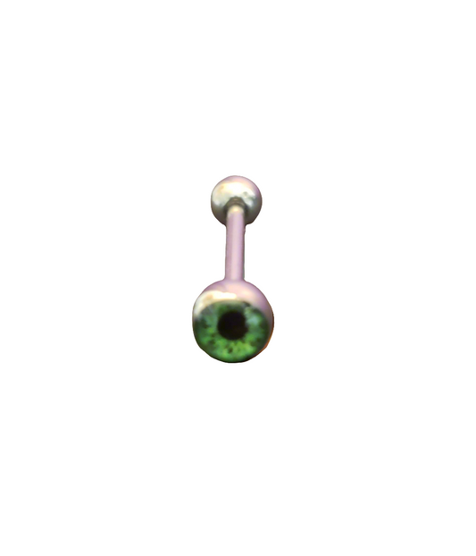 Stainless Steel 316L Green Eyeball Tongue Piercing