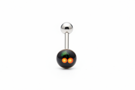 Cherry tongue barbell in 316l stainless steel 