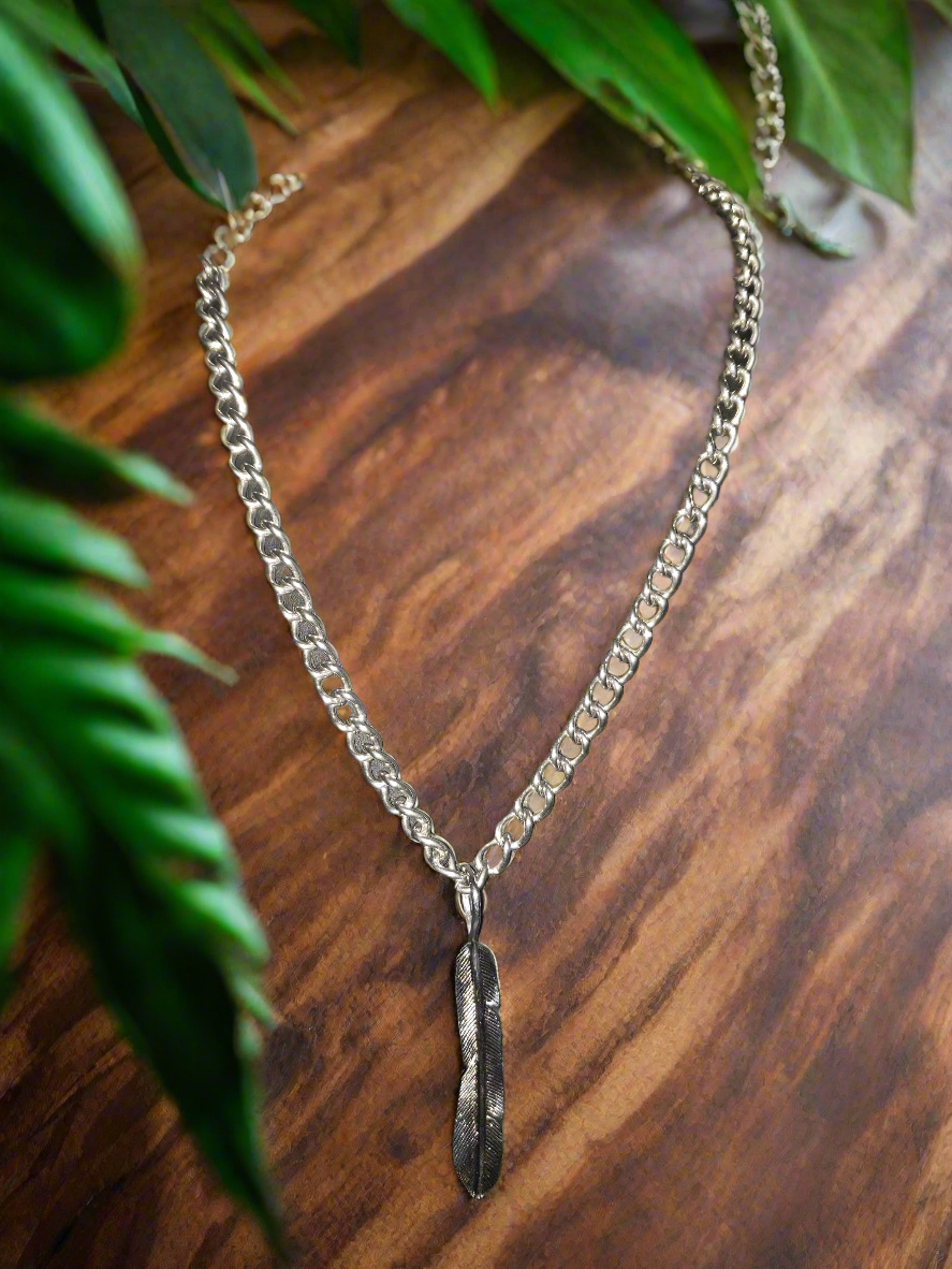 Stainless Steel Chain with Feather Pendant