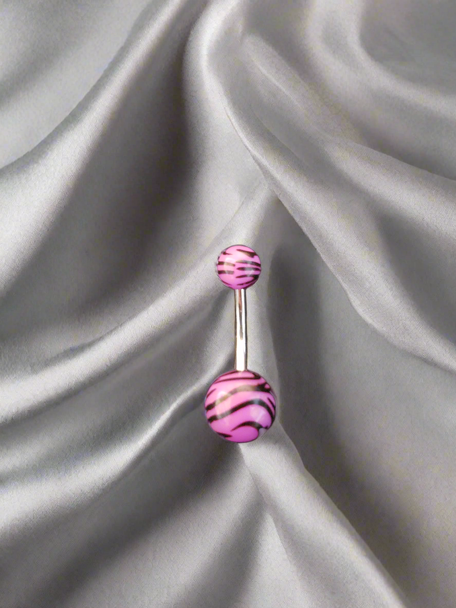 Stainless Steel Purple Tiger Striped Belly Piercing