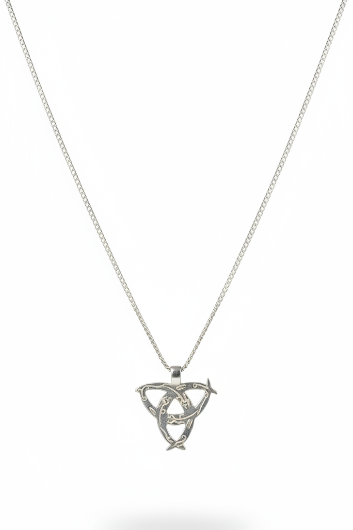 Mystical Triquetra Steel Chain Necklace in 316l stainless steel.