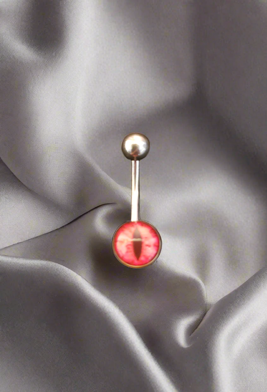 Stainless Steel Red Snake Eye Belly Piercing