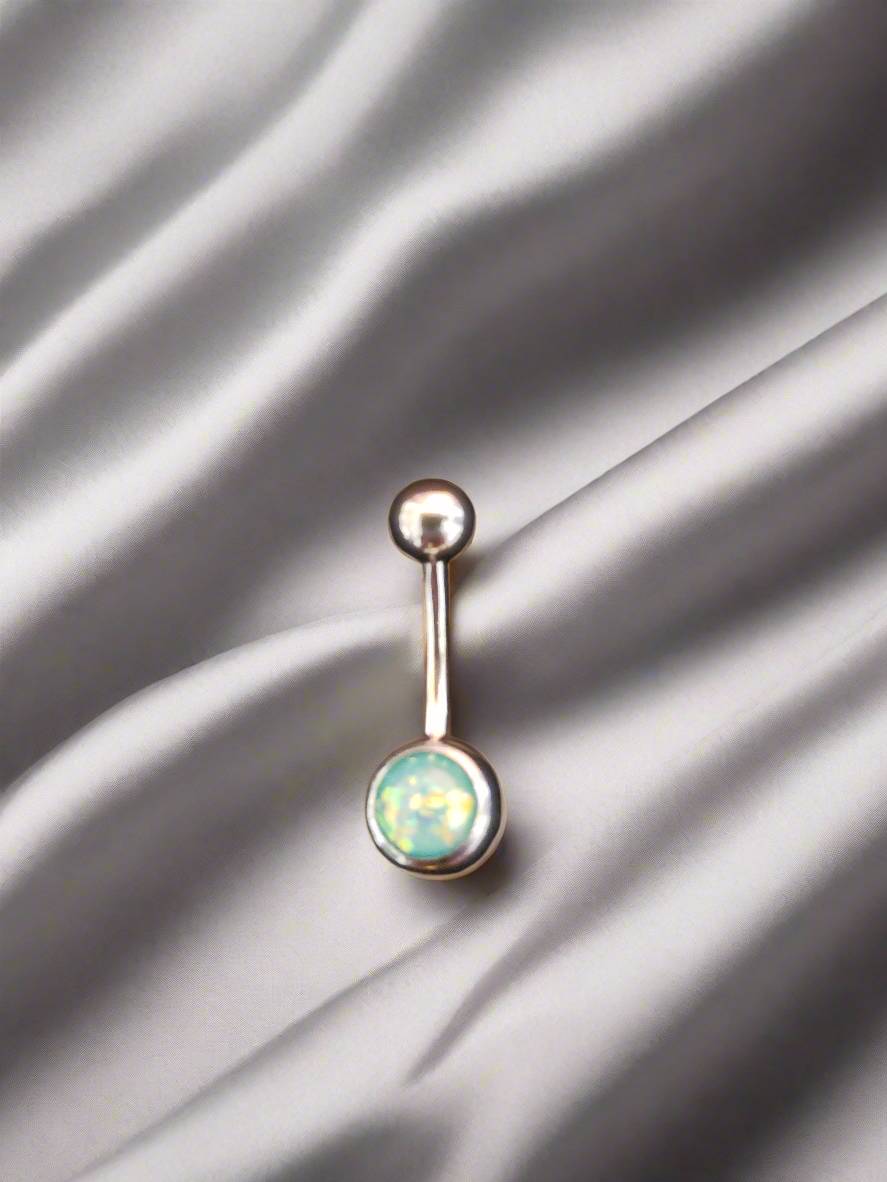 Stainless Steel Aqua Opal Belly Piercing