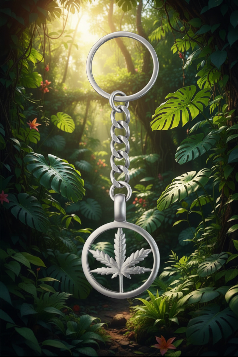 Green Leaf Handmade 316L Stainless Steel Charm Keychain