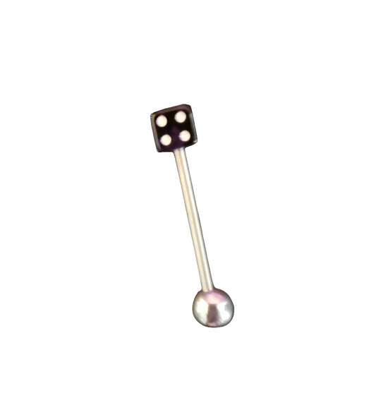 Stainless Steel 316L Black Dice Tongue Piercing