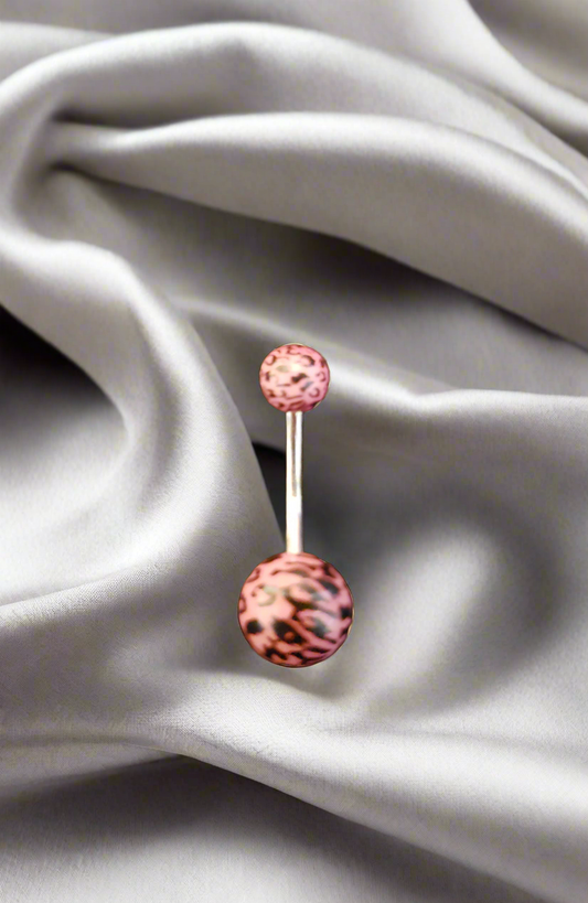 Stainless Steel Purple Leopard Print Acrylic Belly Piercing