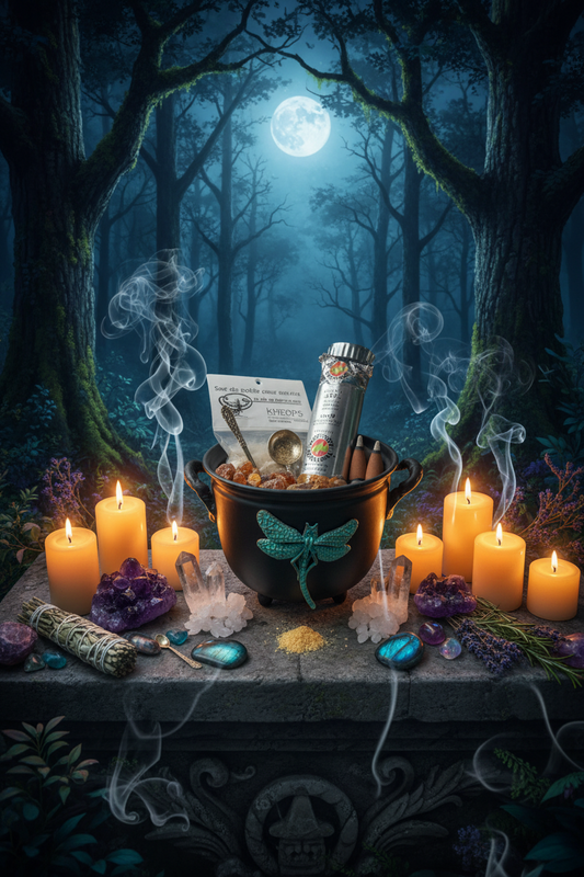 Metal Witches Cauldron with Dragonfly