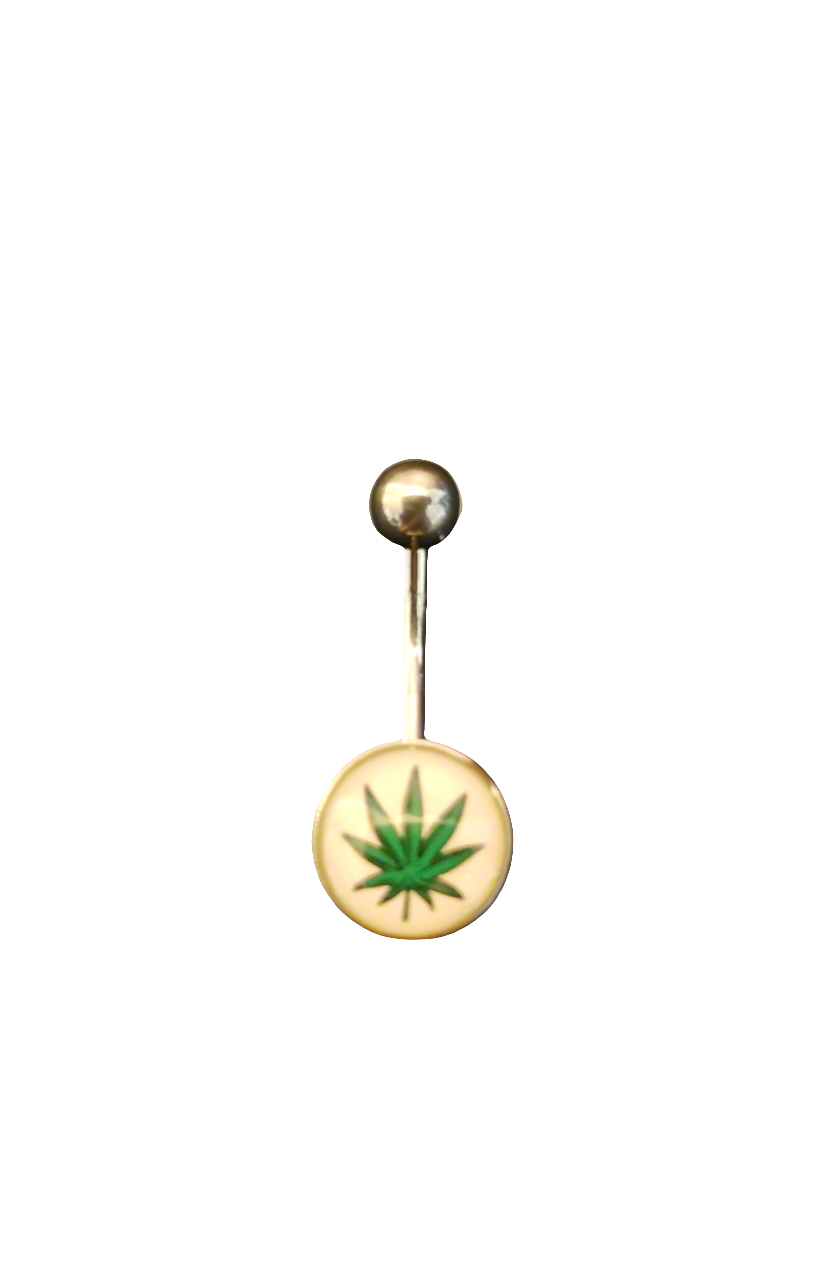 Stainless Steel Green Leaf Belly Piercing