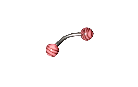 Steel Eye Brow Piercing Pink & Black Tiger Striped