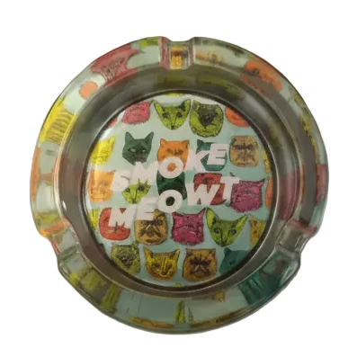 Smoke Meowt Multi-Cat 3 Inch Glass Ashtray