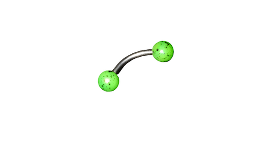 Steel Eye Brow Piercing with Green Acrylic Ball Ends