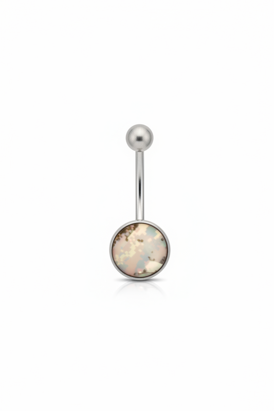 Gray Desert Camouflage belly button ring in 316l stainless steel