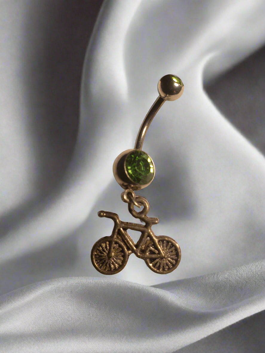 Belly Piercing Stainless Steel 316L with Dangling Bicycle