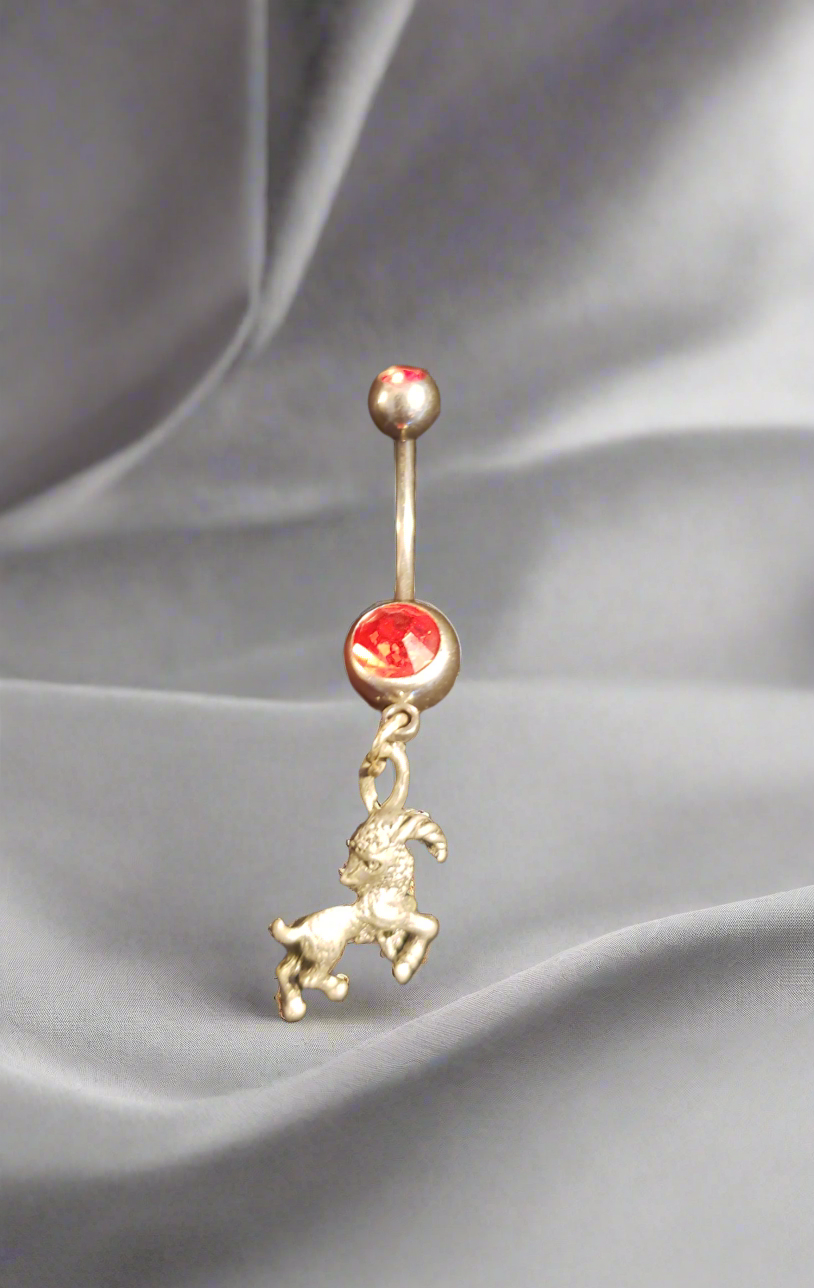 Belly Piercing Stainless Steel 316L with Dangling Capricorn Charm