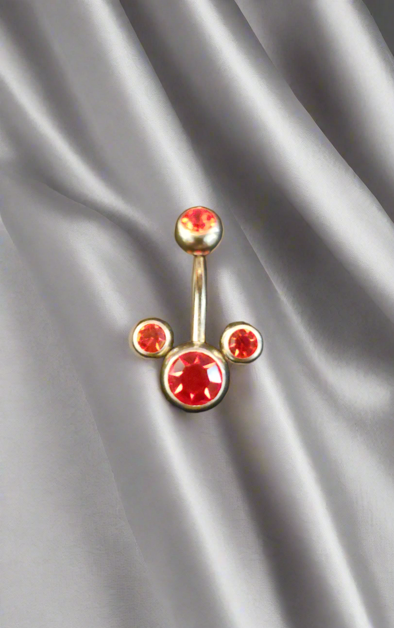 Stainless Steel Red Crystal Belly Piercing