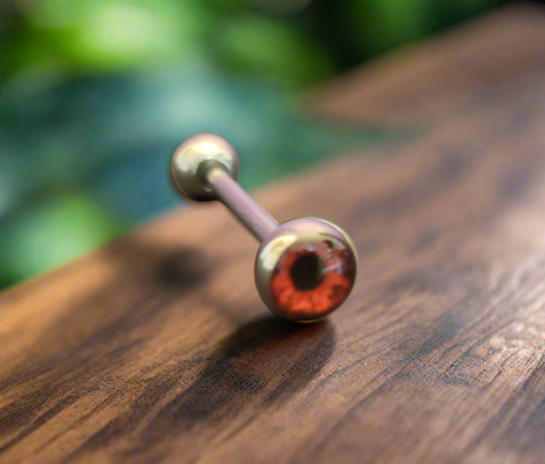 Stainless Steel 316L Red Eyeball Tongue Piercing