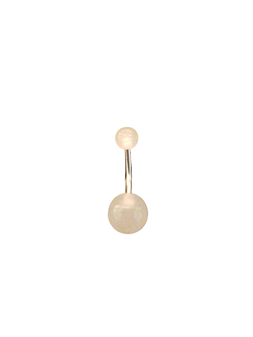 Stainless Steel White Glow Acrylic Belly Piercing