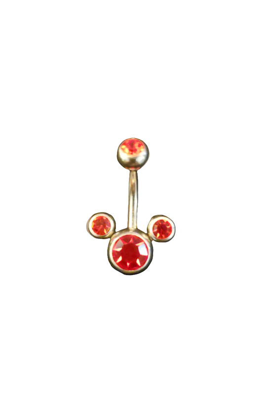 Stainless Steel Red Crystal Belly Piercing