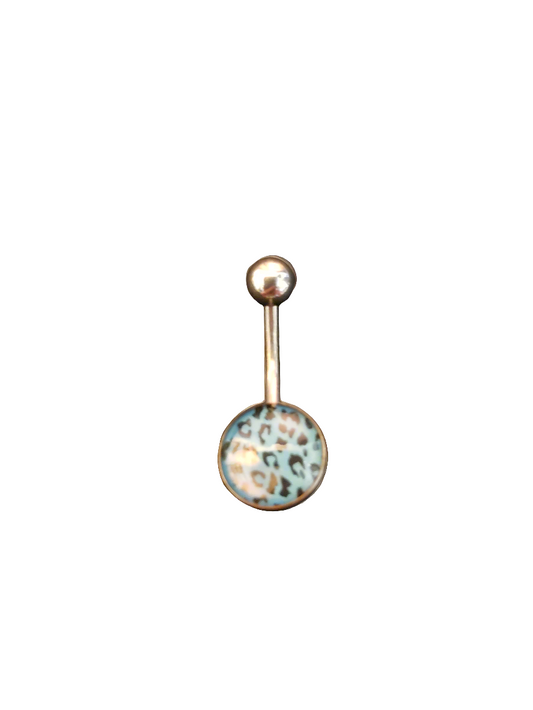 Stainless Steel Blue Leopard Print Belly Piercing