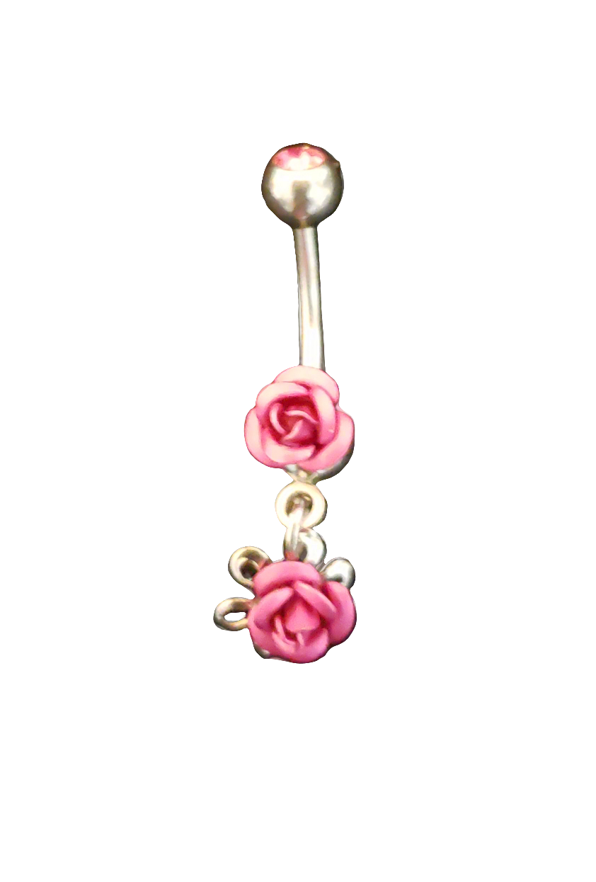 Belly Piercing Stainless Steel 316L with Dangling Rose