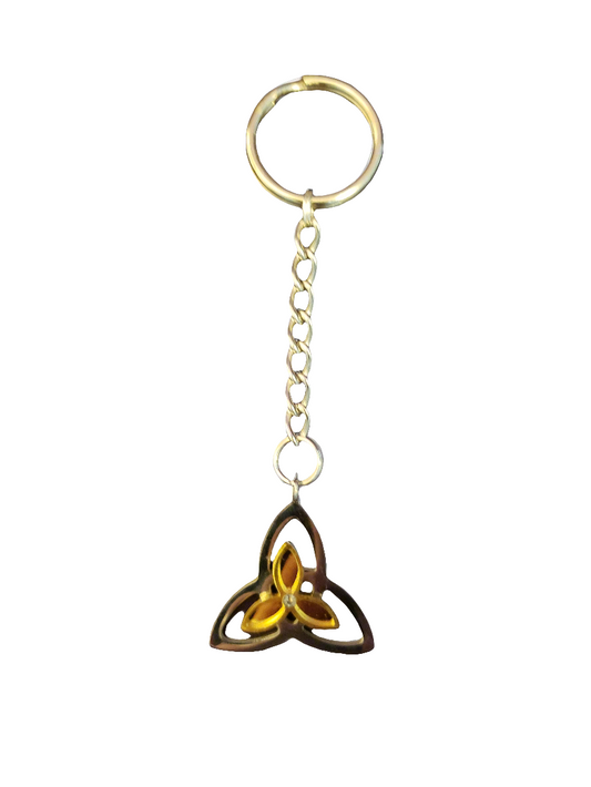 Handmade Keychain with Stainless Steel Tri-Quetra Charm