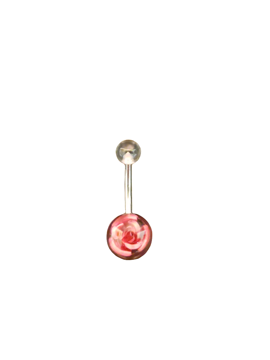 Stainless Steel Pink Rose Acrylic Belly Piercing