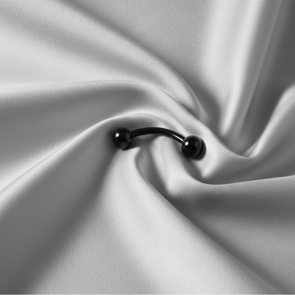 Black Titanium 3mm Ball Eyebrow Ring in black titanium.