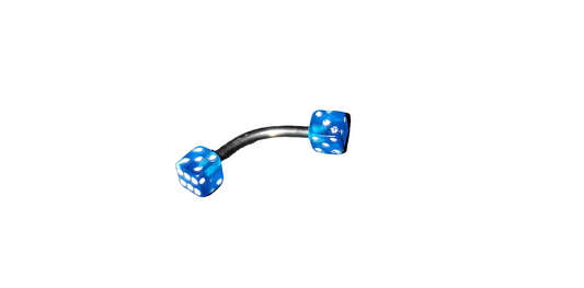 Blue Acrylic Dice Steel Eye Brow Piercing