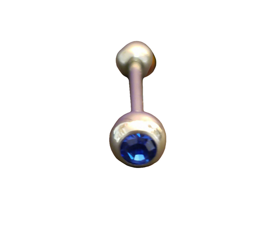 Stainless Steel 316L Blue Crystal Tongue Piercing