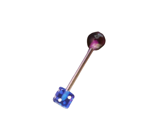 Stainless Steel 316L Blue Dice Tongue Piercing