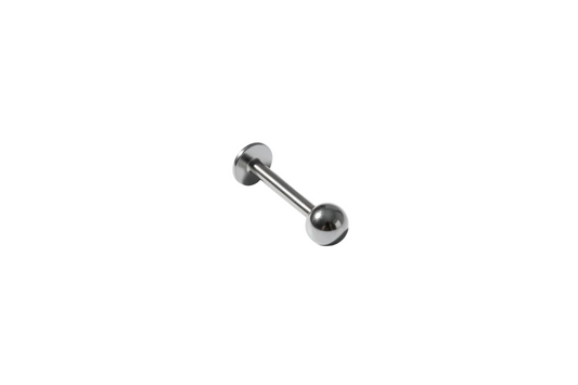 Steel Ball Labret Lip Ring in 316l stainless steel angled right.