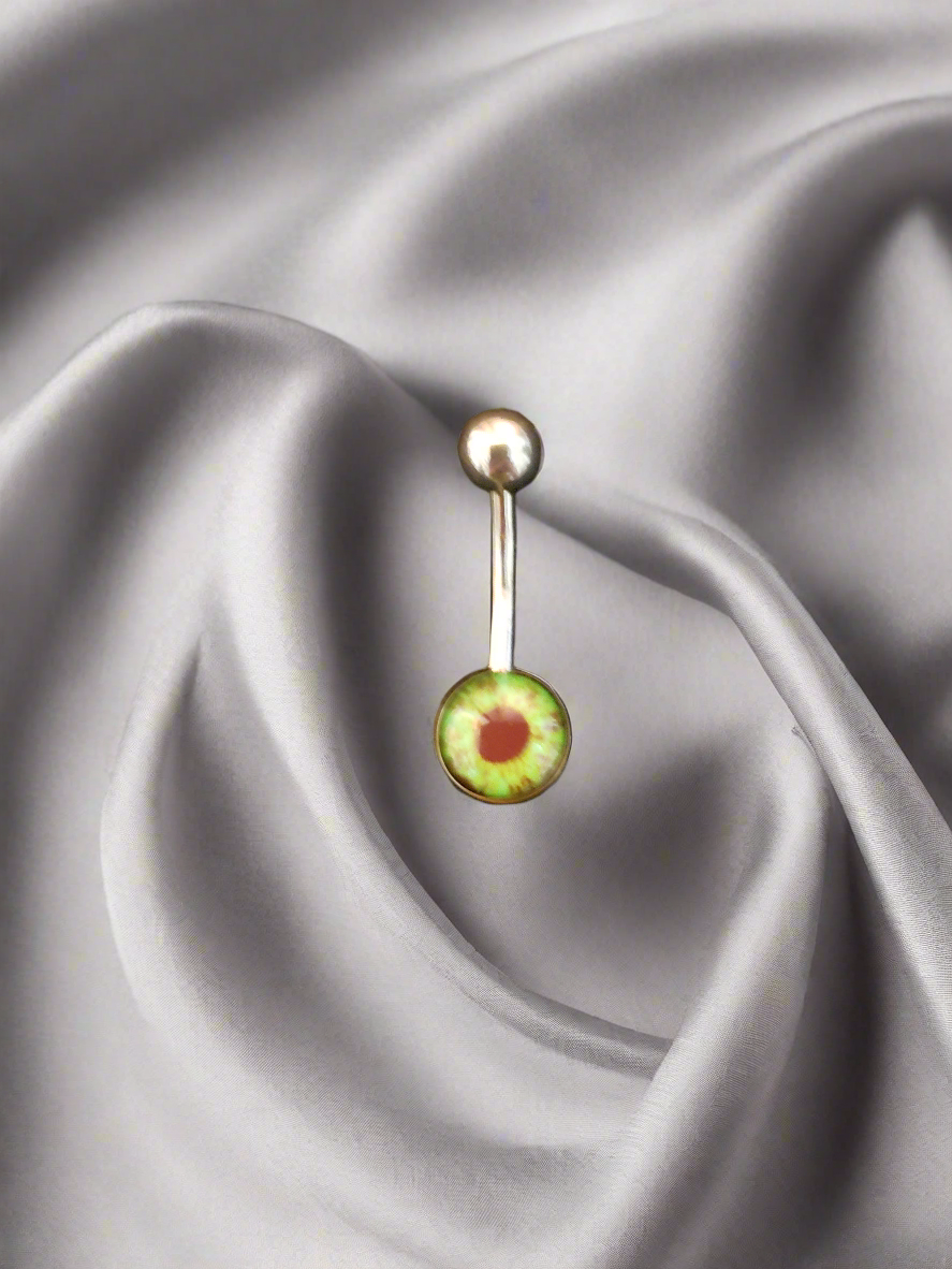 Stainless Steel Green Eyeball Belly Piercing