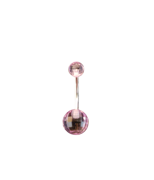 Stainless Steel Purple Acrylic Disco Ball Belly Piercing