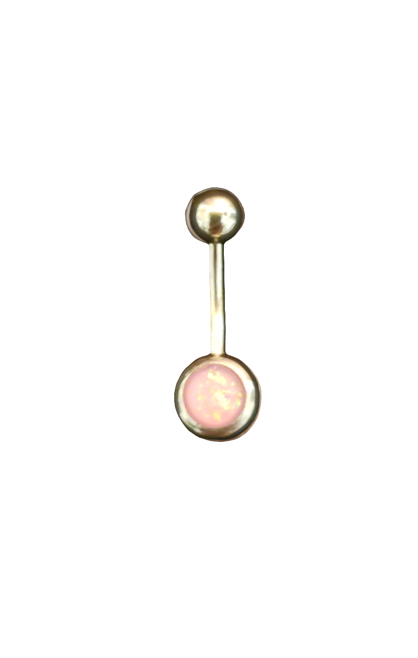 Stainless Steel Pink Opal Belly Piercing