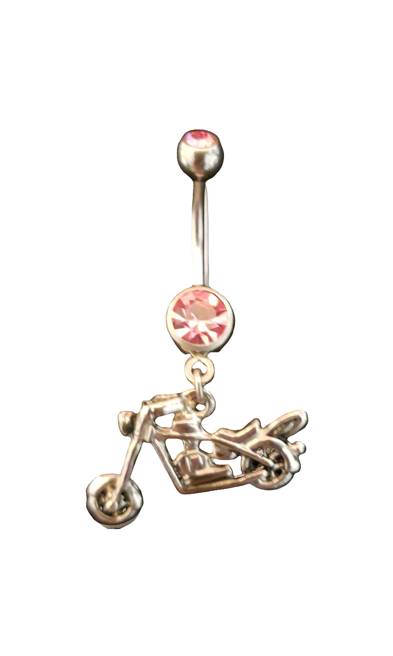 Belly Piercing Stainless Steel 316L with Dangling Motorcycle