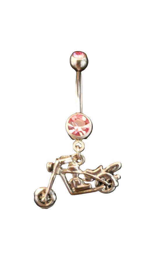 Belly Piercing Stainless Steel 316L with Dangling Motorcycle