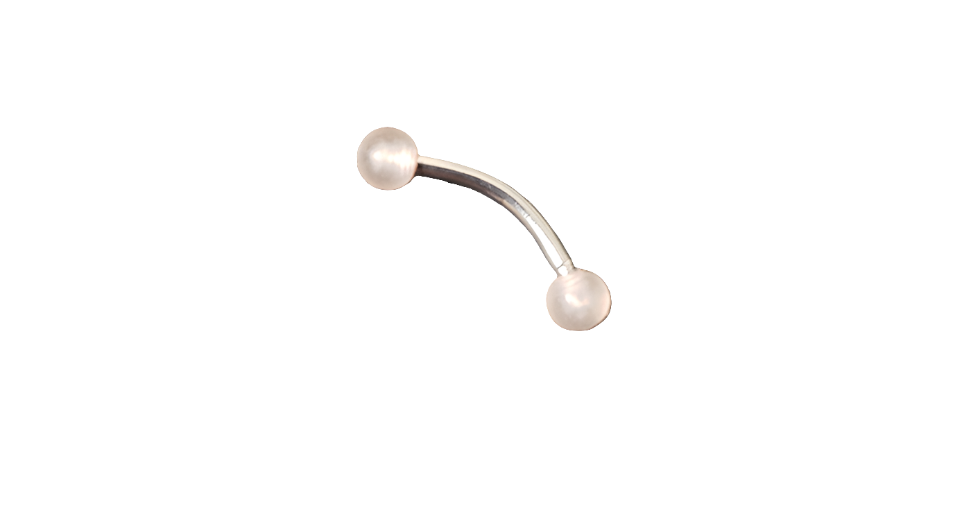 Steel Eye Brow Piercing with Peach Glow Acrylic Ball Ends