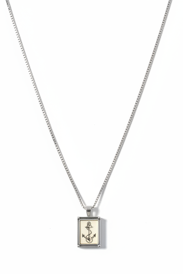 Vintage Anchor Steel Chain Necklace in 316l stainless steel.
