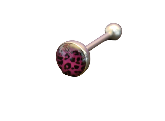 Stainless Steel 316L Purple Leopard Print Tongue Piercing