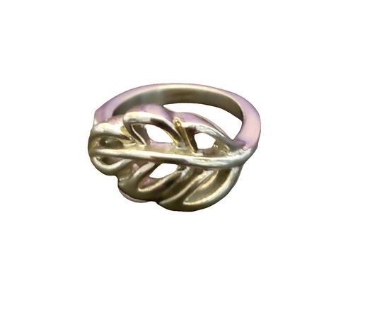 Steel Leaf Nature Ring