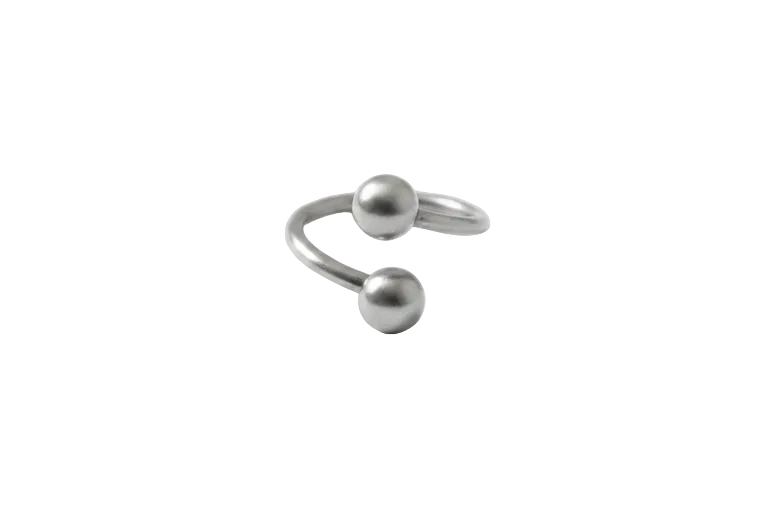 Versatile Curled Barbell in 316L stainless steel front facing view.